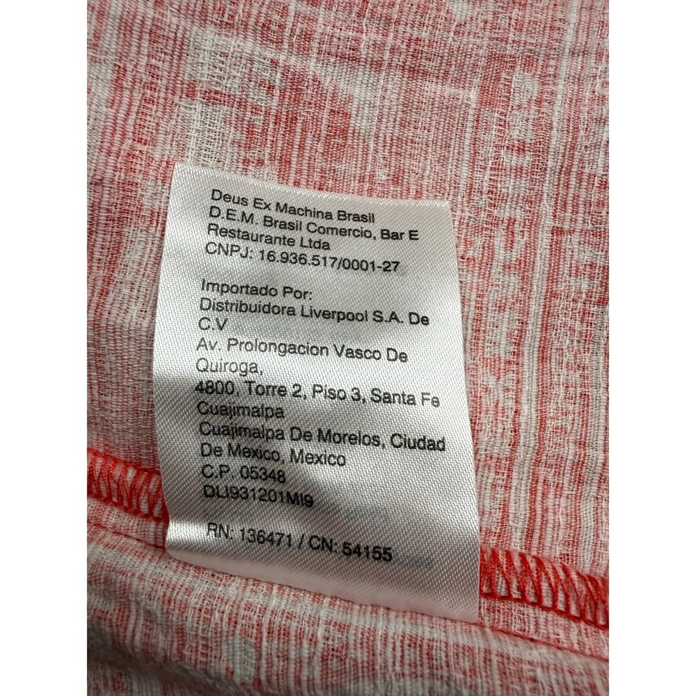 NWT Deus Ex Machina Men M Mail-Man Shirt Red Stamp Palm Print Cotton Button Up - Picture 11 of 14